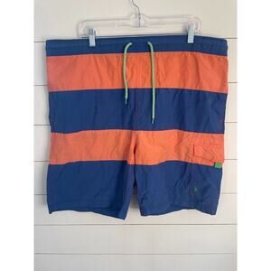 Polo Ralph Lauren Mens Board‎ Shorts Orange & Blue Striped Mens Size Large 42X8